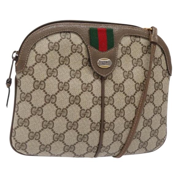 GUCCI GG Supreme Web Sherry Line Shoulder Bag Pvc Beige 68 02 047 - Picture 1 of 16